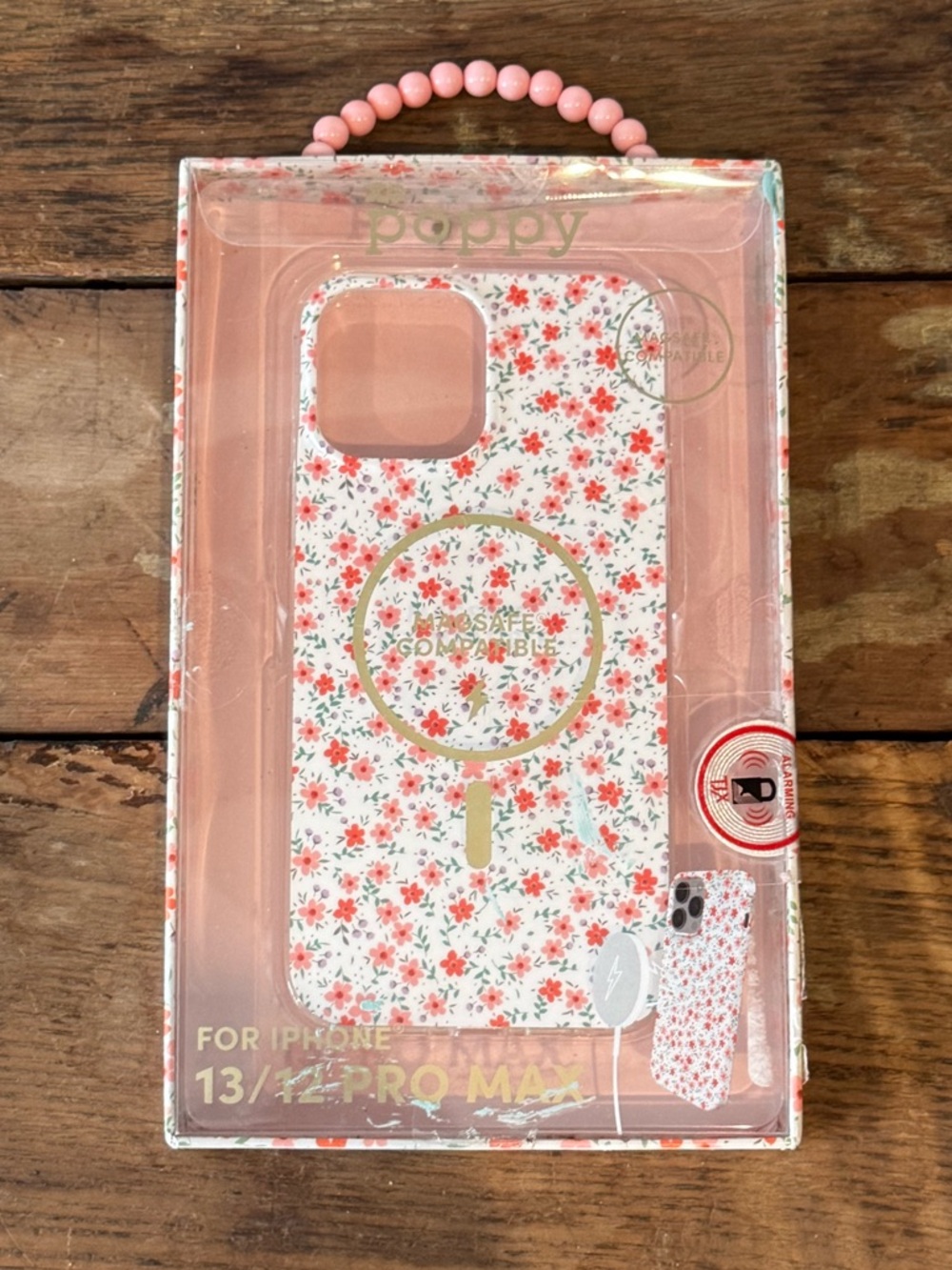 NEW XO Poppy Pink on White Floral MagSafe-Compatible iPhone 13/12 Pro Max Case
